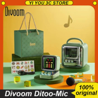 Divoom Ditoo-Mic Bluetooth Speaker With Karaoke Microphone Pixel Art Display Desktop Decor Different Sound Modes Custom Gift