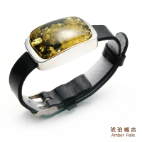 【Amber Felix】琥珀臧吉綠珀皮革手環(琥珀協會認證)