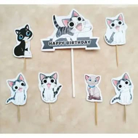 hiasan kue ulang tahun cake topper tema Kucing / Cat