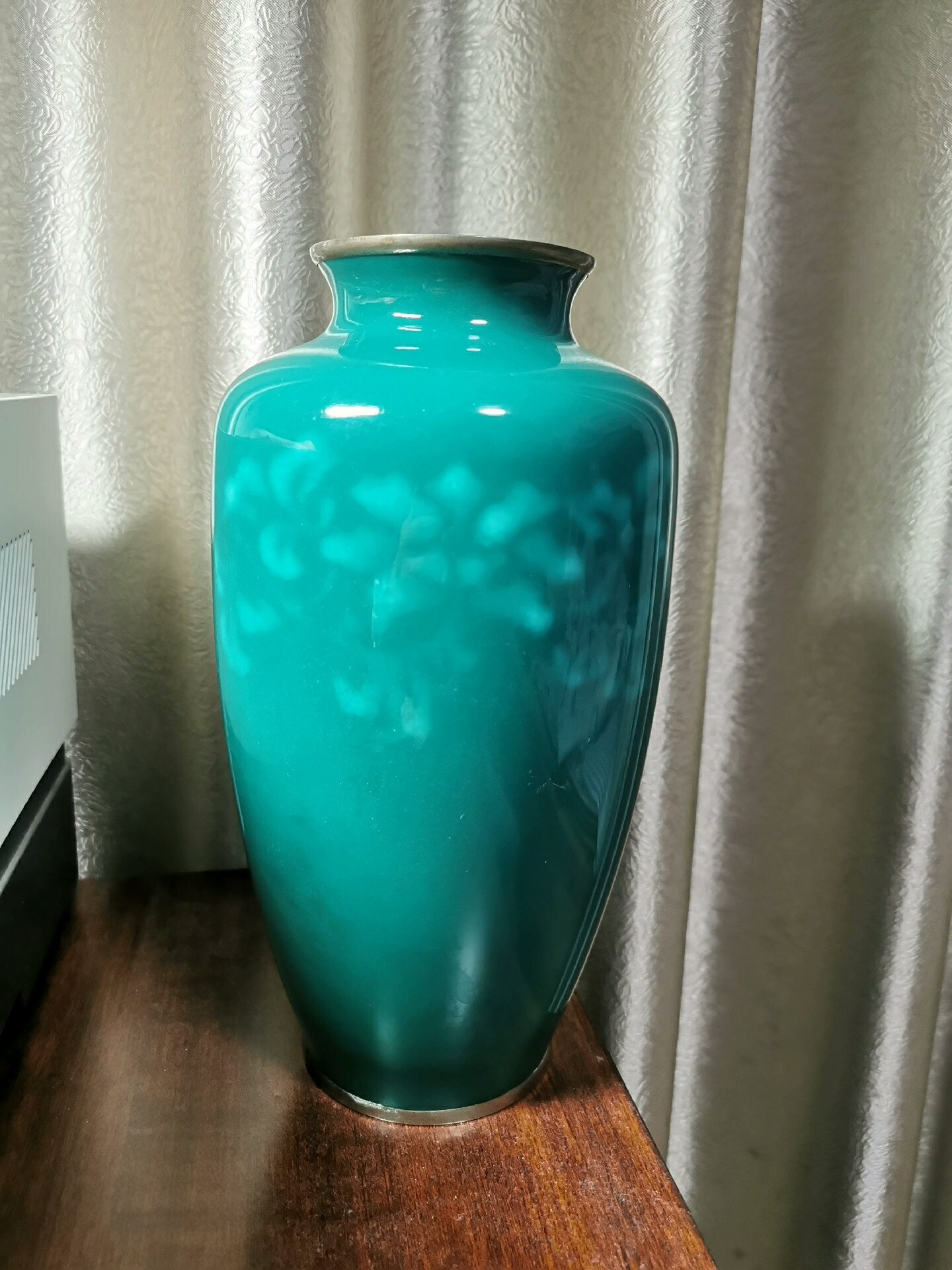 S 七宝 花瓶 31cm 大型 黄色 佐藤七宝 箱あり 花器 金属工芸 【公式