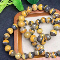Natural Bumblebee Jasper Round Bead Reiki Healing Feng Shui Crystals Home Decoration Handicraft 9-11mm Bracelets