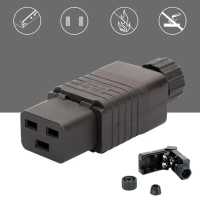 Rewirable 16A 250 VAC 320Β°C C19 plug, DIY IEC C19 plug, IEC connector, IEC connector