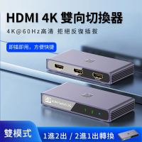【Nil】HDMI一分二雙向切換器 4K@60HZ高清畫質 電腦屏幕轉換器 轉接器 擴展器