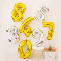 派對佈置金銀大數字氣球兩色任選1個(生日派對 求婚告白 畢業跨年 週年紀念 寶寶周歲 氣球布置)