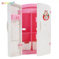 1/12 Dollhouse Miniature Furniture Mini Fridge Double Door Refrigerator Freezer Model For Dolls Kitchen Living Room Accessories
