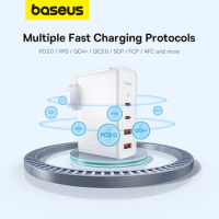 Baseus GaN5 Pro Fast Charger 2C+2U 100W UK Cluster With Mini White Cable