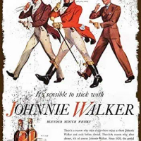 JUCHen 1937 Johnnie Walker Scotch Whisky Metal Aluminum Sign for Home Coffee Wall Decor 8x12 Inch