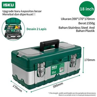 MJ ISKU 20 Inch Tool Box Stainless / Kotak Perkakas Stainless 20'' Kuat 2 Tingkat Tool Kit Toolbox a