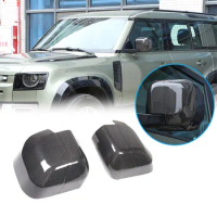 For Land Rover Defender 2020+ 90 110 130 Real Carbon Fiber Car Styling Car Exterior Mirror Housing Sticker Car Accessories 2Pcs