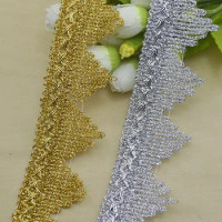 20meters Gold Silver Lace Ribbon Trims Braided For Costume Decoration High Quality DIY Centipede Braided Ribbon Sewing Materials