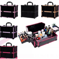 Women Metal Cosmetic Case Aluminum Makeup Case Organizer Suitcase Cosmetic Bag Beautician Storage Box Portable Makeup Suitcase