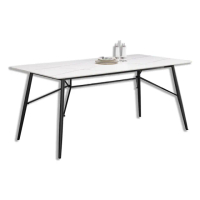 【BODEN】柏倫6尺工業風白色岩板餐桌/工作桌/長桌/會議桌