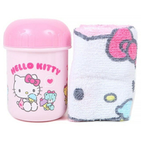 小禮堂 Hello Kitty 棉質小方巾附毛巾罐 (粉冰淇淋款)