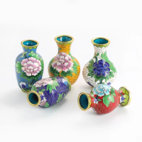 5PCS/SET Chinese Cloisonne Vase Enamel High Temperature Fired Flower Vase Decoration Handicraft Travel Collection