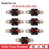 ECGSOLAX 100A 80A 60A 50A 40A 30A 20A DC Solar Circuit Breaker 12V 24V 48V DC Resettable Circuit Breaker for Home Solar System