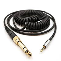 For AKG JBL DENON Sennheiser DT240pro Y50 PXC550 K545 Y400BT LIVE2 6.35mm Large Plug to 2.5mm Mixer DJ Spring Headphone Cable