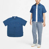 Nike 襯衫 SB Tanglin 男款 藍 寬鬆 短袖 開衩 休閒正式 純棉 FQ0400-457