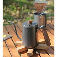 免運  戶外野炊手衝咖啡壺露營燒水壺野營煮茶套裝野餐不銹鋼茶具