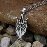 youe shone Necklace Pewter Pendant Viking Wolf Head Norse Odin Mjollnir Pagan Wicca