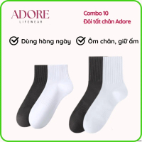 Combo 10 Đôi Tất Vớ Nam Nữ Basic Adore Mềm Mịn Thoáng Chân Dày Dặn - Adore Lifewear