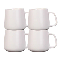 【小麥購物】經典白四件組 -420ML 消光陶瓷馬克杯4件組