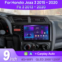 QSZN For Honda Jazz 3 2015 -2020 Fit GP GK 2013-2020 Android 13 Car Radio Multimedia Video Player GPS AI Voice CarPlay Head Unit