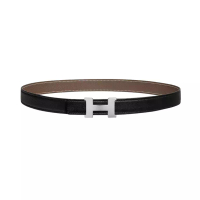 Hermes [12.12 Dealcember] Constance Silver Buckle & Reversible Belt 24mm Swift/Epsom Noir/Etoupe