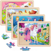 Wooden Puzzles for Kids Ages 4-6 4 Packs 24 PCs Unicorn Mermaid Princess Fairy Jigsaw Puzzles Presch
