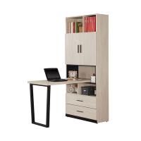 Boden-曼珊4尺L型書櫃+工作書桌組合(F款-2.7尺二門二抽書櫃+4尺書桌)-120x80x196cm