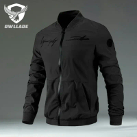 Jaket Kasual Pengebom, EAGLADE, Untuk Lelaki, 6024, Warna Hitam, Kalis Air