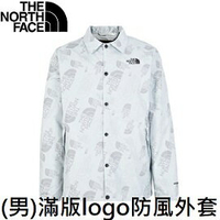 [ THE NORTH FACE ]  男 滿版logo印花防風外套 灰 / NF0A7QTN8Q2