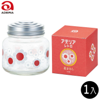 【ADERIA】日本製儲物罐 紅花 375ml 1入 昭和系列(儲物罐 玻璃罐 糖果罐)