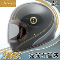 Feture 飛喬安全帽 SINX 星格斯 亮光石墨灰 亮面 全罩帽 全罩安全帽 樂高帽 雙D扣 內襯可拆洗 耀瑪騎士