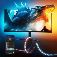 XMSJ Gaming Light Strip G1 Monitor Backlight for 27-34 Inch PC, Smart RGBIC Wi-Fi LED Lights for Monitors with Color Matching