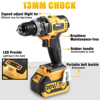 13mm Brushless Electric Impact Drill 3 in 1 Electric Cordless Screwdriver 180N.M Torque For Makita18-21V Battery Power Tools