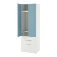 SMÅSTAD/PLATSA 衣櫃/衣櫥, 白色 藍色/附3個抽屜, 60x42x181 公分