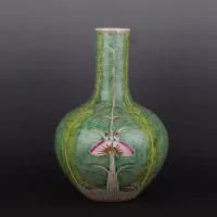 Chinese Qing Famille Rose Porcelain Chinese Cabbage Pattern Vase 14.5 inch