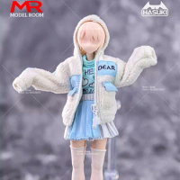 HASUKI CS004 1/12 Female Winter Lambswool Jacket T-shirt Pleated Skirt Set Clothes Model Fit 6'' Soldier Action Figure Body