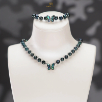 MMIN GEMS Bộ trang sức Ngọc trai màu Tahiti dáng Tròn 7-8li - IRIS