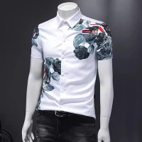 Áo sơ mi nam tay ngắn họa tiết thanh lịch sang trọng H98