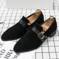 Mens Dress Shoes Fashion Men's Shoes Casual Suede Oxford Shoes For Men Slip-On Loafers Male Monk Strap Footwear Plus Size 38-48