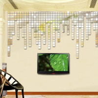 100pcs/lot 2x2cm Silver 3D Wall Sticker Mosaic Mirror Sofa Living Room Decoration