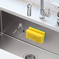 Magnetic Sponge Holder for Kitchen Sink Stainless Steel Drain Rack Detachable Cleaning Cloth Shelf Dish Drainer