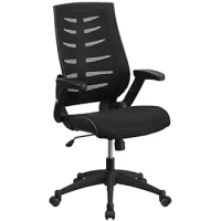 Black Mesh High Back Ergonomic Office Chair w/ Adjustable Flip-Up Arms Swivel Executive Home/Office Use Lumbar Support &amp;