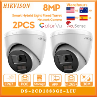 2PCS Hikvision 8MP IP Camera Smart Hybrid Light Built-in MIC SD DS-2CD1383G2-LIU Card slot Security Surveillance Network Camera