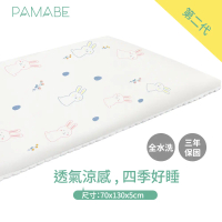 【PAMABE】二合一水洗透氣嬰兒床墊-Yeah柔軟小兔,70X130X5cm