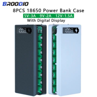 8PCS 18650 Mobile Powerbank Case Quick Charge For Phone Charging 8*18650 Battery Storage Box Digital Display DIY Power Bank Case