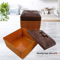 6 PCS WADAH SAJI WAKUL SEGI EMPAT BERKATAN TENONG SEGI AMORA TUTUP ANYAM COKLAT SERBAGUNA PLASTIK /K