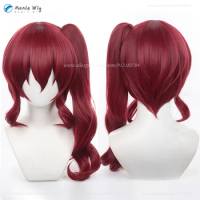 Anime Teruko Okura Cosplay Wig 50cm Long Ruby With Ponytail Wigs Heat Resistant Synthetic Hair Halloween Anime Cos Wig + Wig Cap
