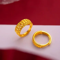 Real 100% Pure 999 Gold Color Plated Twist Couple Ring for Lover Accessories Fine Jewelry Oro 999 Better Couple Rings Gifts